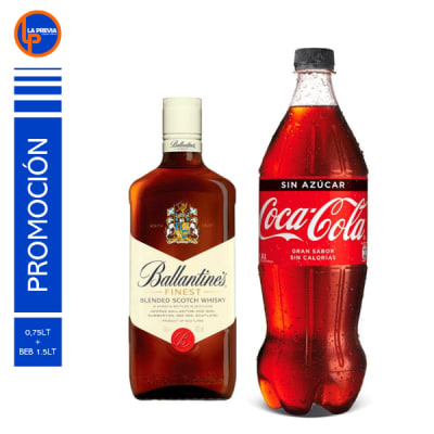 Whisky Ballantines + Coca Cola Zero 2.0 lt1