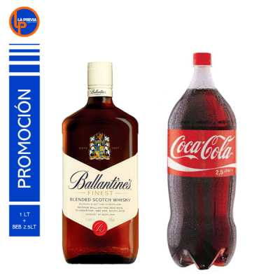 Whisky Ballantines de Litro + Coca Cola 3 lt