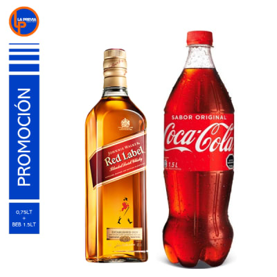 Whisky Johnnie Walker Rojo + Coca Cola Des 2.0 lt