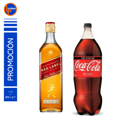 Whisky Johnnie Walker Rojo de Litro + Coca Cola Zero 3 lt1