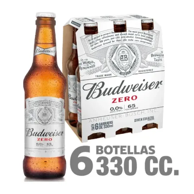 Pack Cerveza Pk Budweiser Cero X 6 Botellin