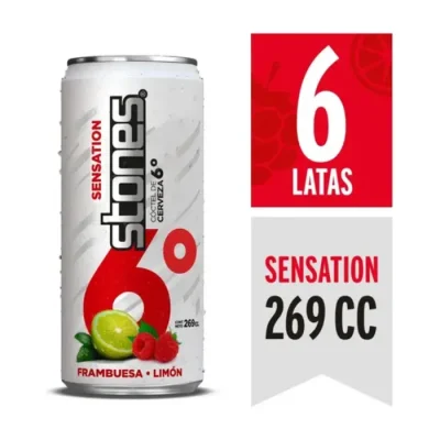 Pack Cerveza Stones Sensation Frambuesa 6° X 6 Lata 269Cc