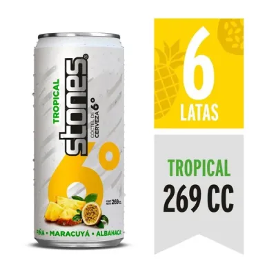 Pack Cerveza Stones Tropical Maracuya 6° X 6 Lata 269Cc