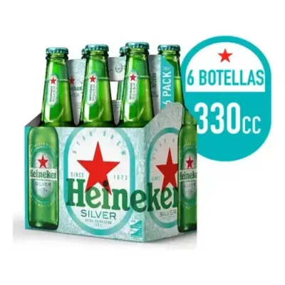 Pack Cerveza Heineken Silver X 6 Botellin 330Cc