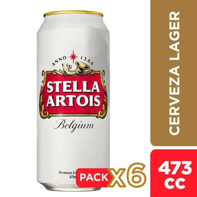 Pk Stella Artois X 6 Latas 473Cc 