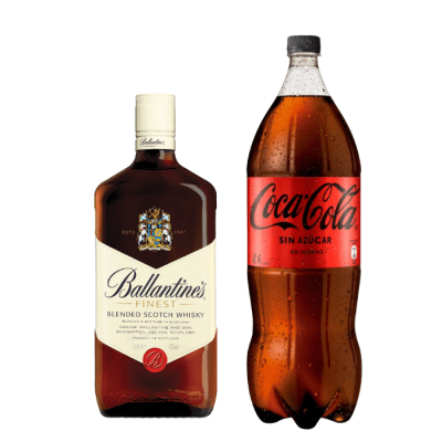 Whisky Ballantines Litro + Coca Cola Zero 2 lt1