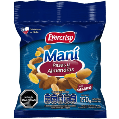 Confite Evercrisp Mani Con Pasas Y Almendras 150 Gr