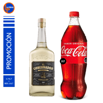 Pisco Gobernador + Ca Cola 2.0 lt