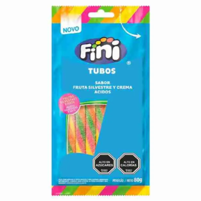 Confite Gomita Tubos Sabor Frutas Y Crema Acidos