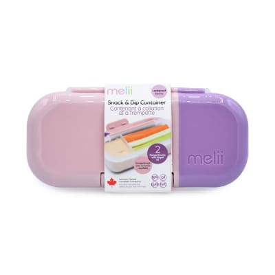 Contenedor para snacks y dip rosado y morado Melii1