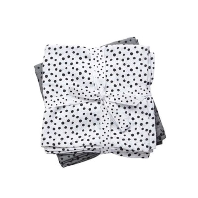 Set 2 mantas muselina medianas Happy Dots gris1