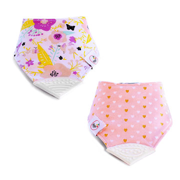 Babero con mordedor Flores1