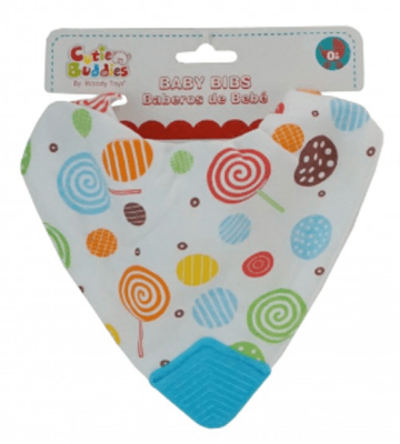 Babero con mordedor Caramelos1
