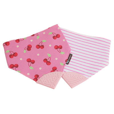 Babero con mordedor Cerezas1