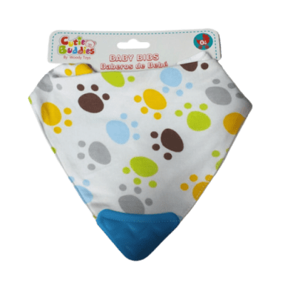 Babero con mordedor Huellas1