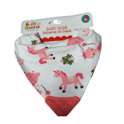 Babero con mordedor Unicornios1