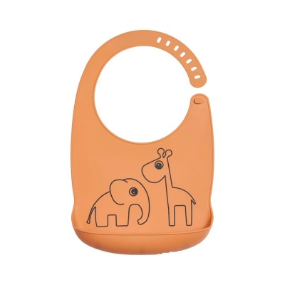 Babero de silicona Mis Amigos mostaza