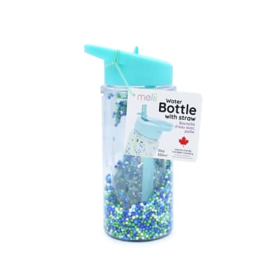 Botella de agua de doble pared con bombilla azul Melii