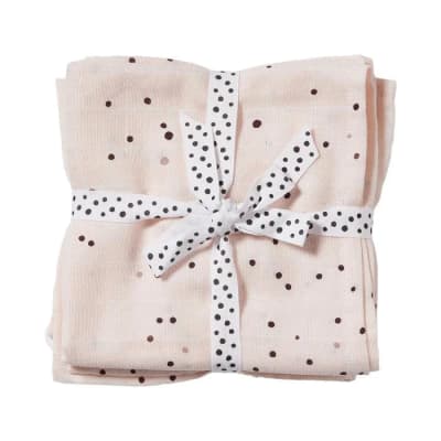 Set 2 mantas muselina grandes Dreamy Dots rosa