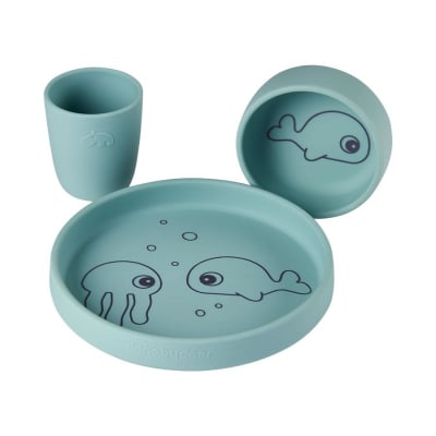Set de comida de silicona Amigos del Mar celeste1