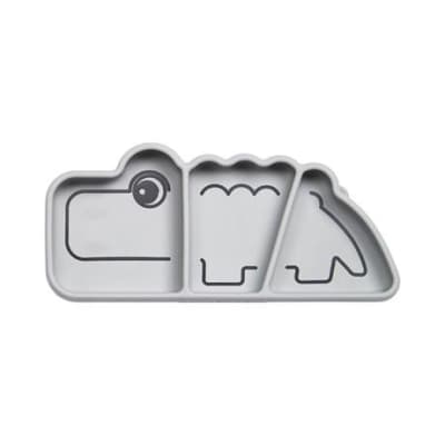 Plato de silicona para snack con ventosa Croco gris1