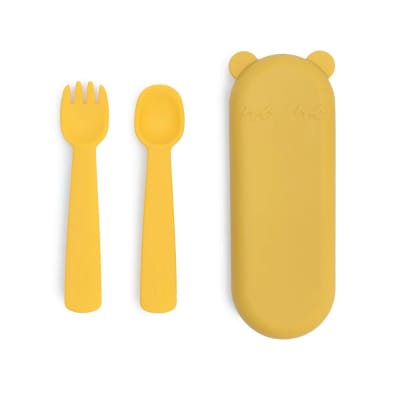 Cubiertos con caja amarillo