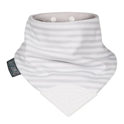 Babero con mordedor Grey Stripes1