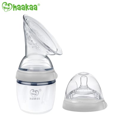 Recolector/mamadera de silicona para leche materna gris Gen 3