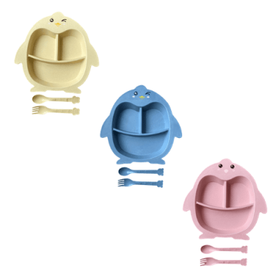 Set plato+cubiertos Pinguino