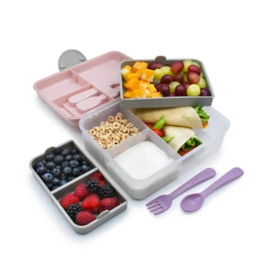Lonchera Bento Box con cubiertos rosa1
