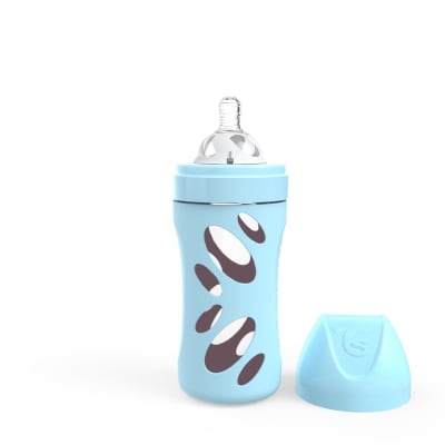 Mamadera vidrio anticólicos celeste (260 mililitros)1
