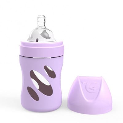 Mamadera vidrio anticólicos morado (180 mililitros)