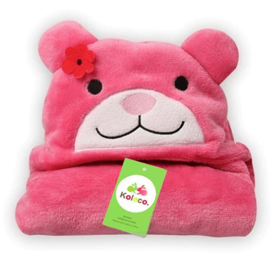 Manta con capucha Osita fucsia1