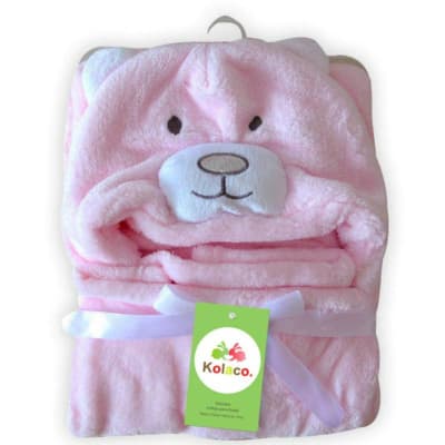 Manta con capucha Osita rosa