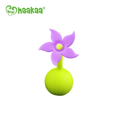 Flor tapón de silicona para recolector de leche materna morada