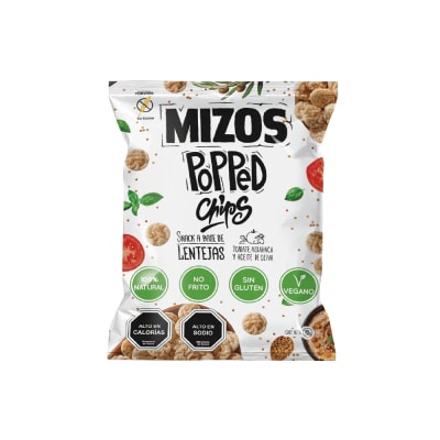 Popped Chips de lentejas con tomate y albahaca (20 gramos)1