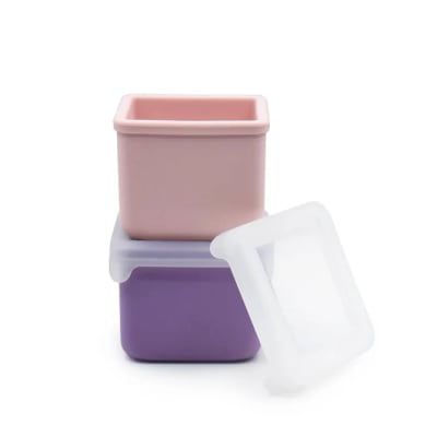 Set de contenedores de silicona rosado-morado