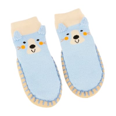 Pantufla calcetín celeste2