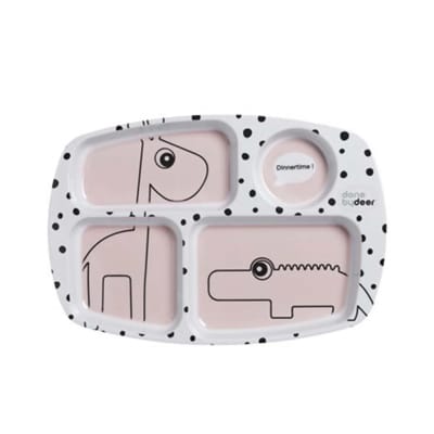 Plato con compartimientos rosado3