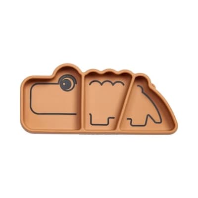 Plato de silicona para snack con ventosa Croco mostaza4