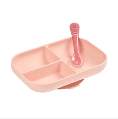 Plato aprendizaje con 3 divisiones + cuchara rosa1