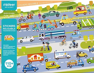 Set stickers reutilizables Medios de Transportes1