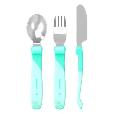 Set de cubiertos acero inoxidable verde1