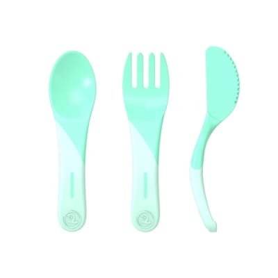 Set de cubiertos de aprendizaje verde