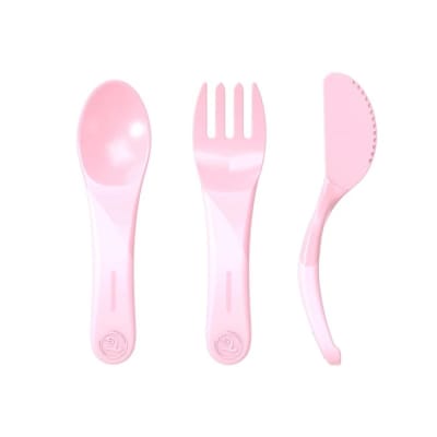 Set de cubiertos de apredizaje rosado