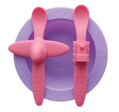 Set bowl + cucharas morado/rosado Oogaa
