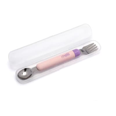Set de cuchara y tenedor desmontable rosa-morado1