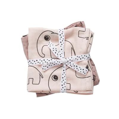 Set 2 mantas muselina grandes Contour rosa
