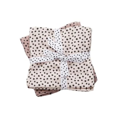 Set 2 mantas muselina medianas Happy Dots rosa1