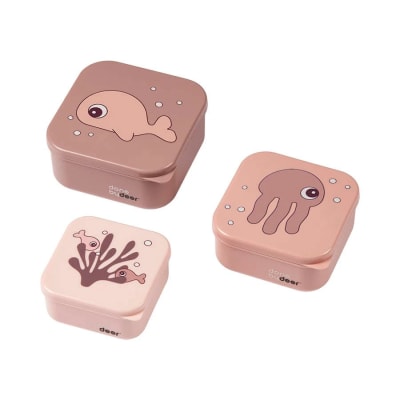 Set 3 cajas para snack Sea Friends rosa2